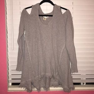 Grey cold shoulder sweater